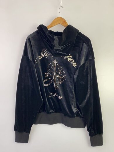 商品画像：パーカー/L/ポリエステル/BLK/cross rhinestone velour zip hoodie// 2