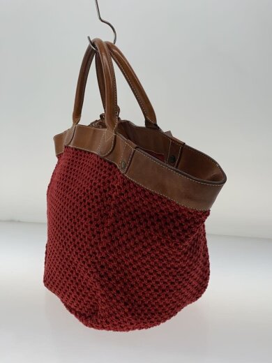 商品画像：トートバッグ/コットン/RED/クロシェ/レザーコンビ 2