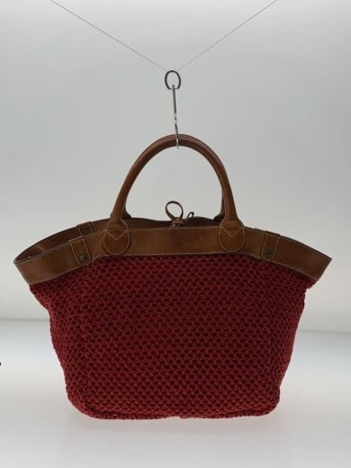 商品画像：トートバッグ/コットン/RED/クロシェ/レザーコンビ 3