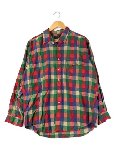 商品画像：長袖シャツ/XL/コットン/RED/チェック/インド綿// 1