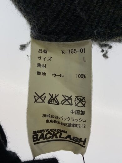 商品画像：チェック切替/ニット・セーター(薄手)/L/ウール/BLK/無地/K-755-01// 4