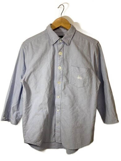 商品画像：長袖シャツ/L/コットン/BLU/無地 1