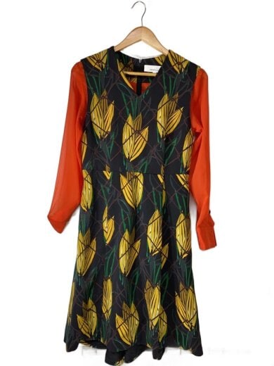 商品画像：長袖ワンピース/38/ポリエステル/マルチカラー/AR1720BK 1