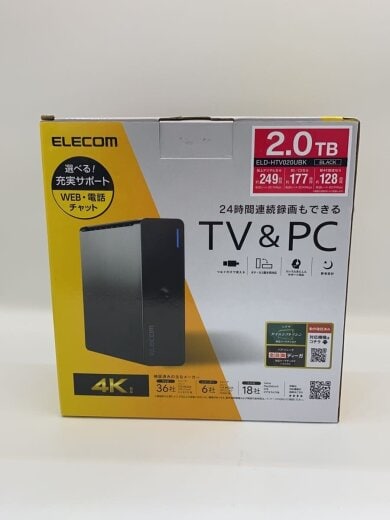 画像：ELECOM外付け ハードディスク ELD-HTV020UBK4