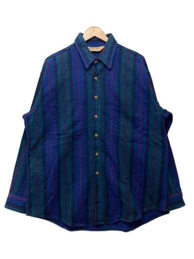 商品画像：90s/ヘビーフランネルシャツ/XL/コットン/NVY/ストライプ// 1