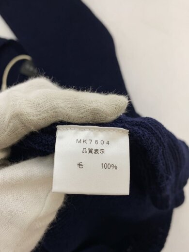 商品画像：サマーウール畦クルーネックニットプルオーバー/セーター(薄手)/L/ウール/NVY/MK7604 4