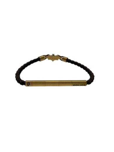 商品画像：×DC BATMAN/BATRING/×バットマン レザーブレスレット/ステンレス/GLD/メンズ 1