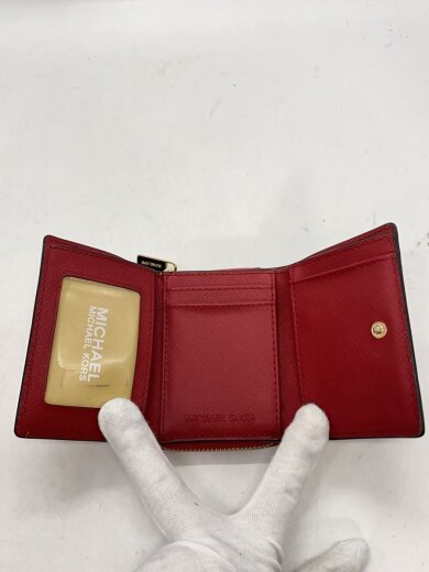 商品画像：3つ折り財布/--/RED/無地/レディース 5