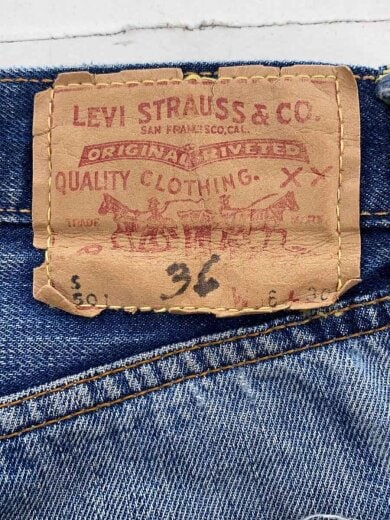 商品画像：60s~/BIGE/足長R/ボタン裏4/平行ステッチ/ウエストチェーン/ストレートパンツ/36 4