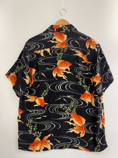 商品画像：アロハシャツ/M/シルク/BLK/総柄/金魚// 2