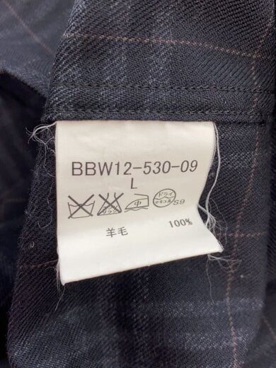 商品画像：長袖シャツ/L/ウール/BLK/チェック/01104-32 4