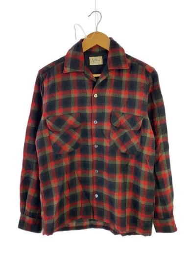 商品画像：ネルシャツ/S/ウール/RED/50s-60s 1