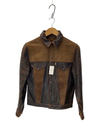 商品画像：3rdタイプ/切替有/スナップボタン/レザージャケット・ブルゾン/36/レザー/BRW// 1