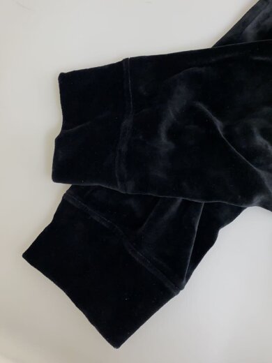 画像：+CLOTHETジップパーカー/4/ベロア/BLK/無地/CLM-700215