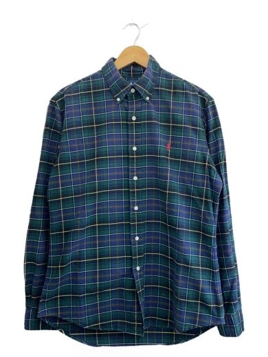 商品画像：長袖シャツ/M/コットン/GRN/チェック 1