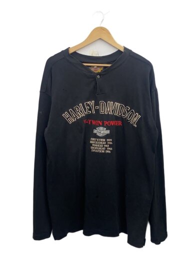 商品画像：ヘンリーネックカットソー/M/コットン/BLK 1