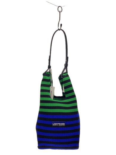 画像：LASTFRAMEMULTI STRIPE MARKET BAG SMALL/ポリエステル/BLU×GRN/L222191