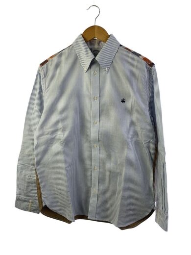 商品画像：×BROOKS BROTHERS/Fabric Mix Shirt/M/コットン/BLU/ストライプ/WF-B904 1