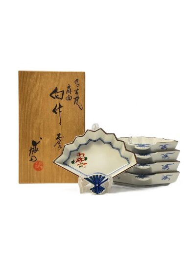 画像：九谷焼(上出長右衛門窯)和食器その他/5点セット/WHT/九谷焼1