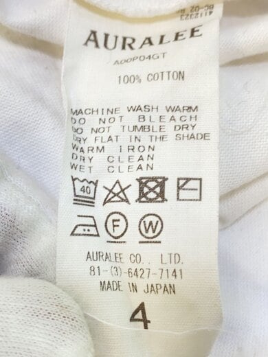 商品画像：Tシャツ/4/コットン/WHT/A00P04GT// 4