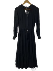 D-LINDA DRESS/長袖ワンピース/XXS/レーヨン/BLK/無地/A00838