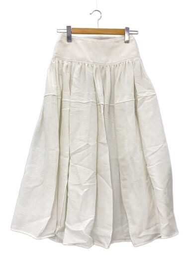 商品画像：シルクギャザーロングスカート/36/コットン/WHT/無地/7924-230-0389// 1