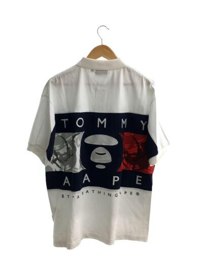 画像：AAPE BY A BATHING APE × TOMMY JEANSTommy Jeans flag polo/ヨゴレ有/ポロシャツ/L/コットン/WHT/AAPPOM9399XXE2