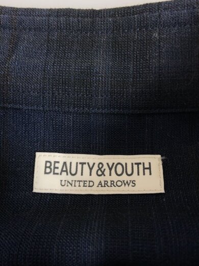 画像：BEAUTY&YOUTH UNITED ARROWSアブストラクトチェックボタンダウンシャツ/L/ポリエステル/NVY/チェック/121-139-80113