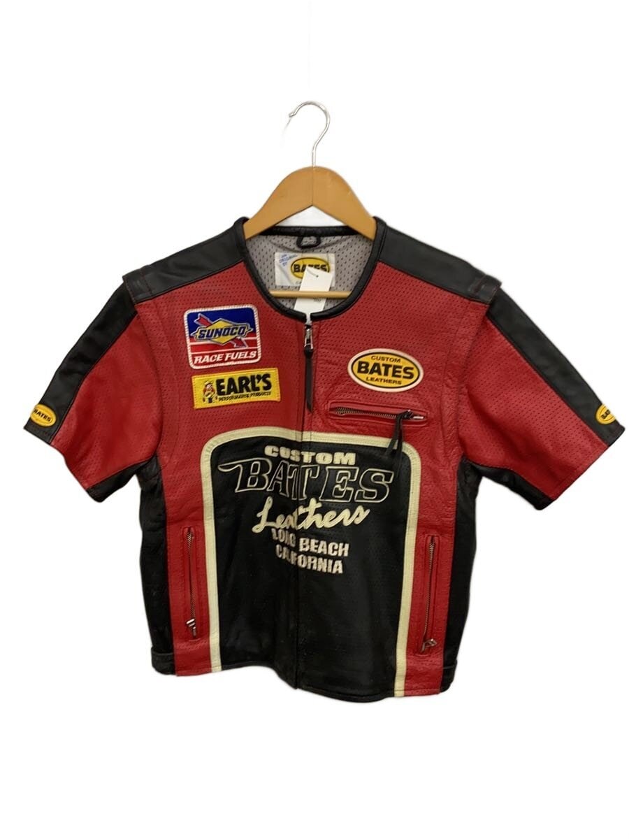 BATES / レーシングシャツ/パンチングレザー/トップス/L/レザー/RED