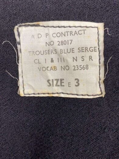 商品画像：推定50s～60s/RoyalNavy/BLUE SERGE/ボトム/3/--/BLK/無地/28017 4