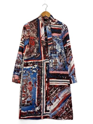 商品画像：襟元リボン付/シャツワンピース/38/ポリエステル/マルチカラー/総柄/JPT036// 1