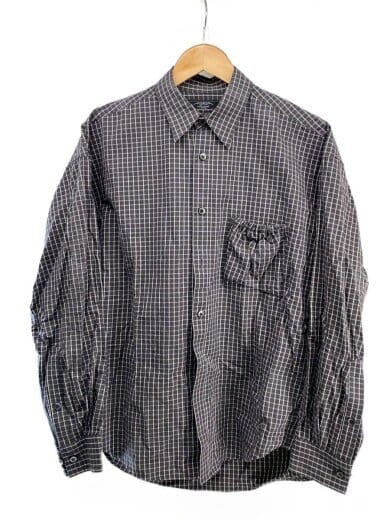 商品画像：長袖シャツ/2/コットン/GRY/チェック/RESH-027 1