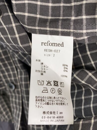 商品画像：長袖シャツ/2/コットン/GRY/チェック/RESH-027 4