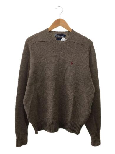 画像：POLO RALPH LAURENクルーネックニット/セーター/L/ウール/ブラウン/ワンポイントロゴ刺繍1