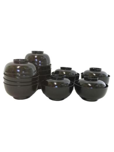 画像：その他ブランド蓋付きお椀/10点セット/黒/汁椀/吸い物椀1