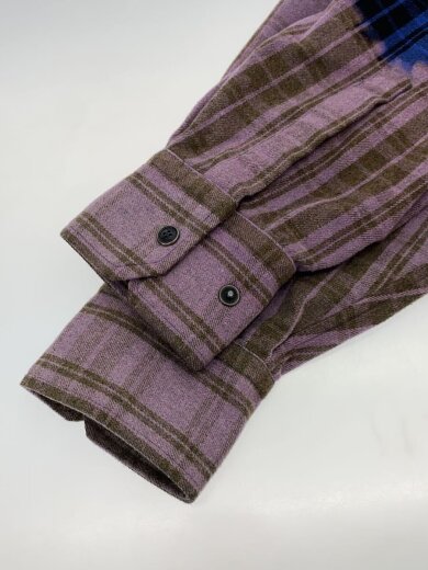 商品画像：BLEACHED FLANNEL SHIRT/ネル長袖シャツ/XS/コットン/ブルー/ピンク 6