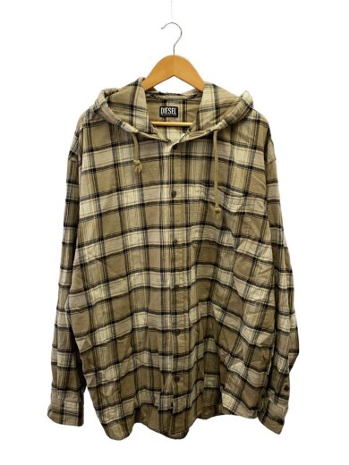 商品画像：S-DEWWY-HOOD/長袖シャツ/--/コットン/BEG/チェック/A08539 1