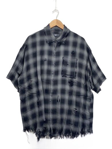 商品画像：ダメージチェックシャツ/FREE/レーヨン/BLK/チェック/136558 1