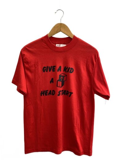 商品画像：Tシャツ/L/コットン/RED/プリント/アメリカ製/GIVE A KID HEAD START/80s～90s 1