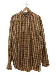 長袖シャツ/BLAKE/ボタンダウンシャツ/XXL/コットン/BRW/チェック/オーバーサイズ