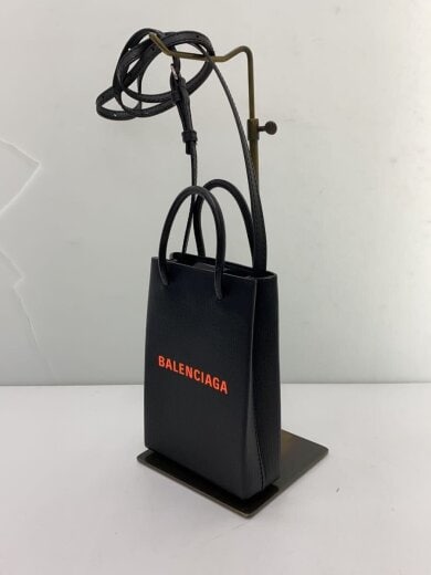商品画像：ショルダーバッグ/レザー/BLK/593826/SHOPPING PHONE HOLDER 2