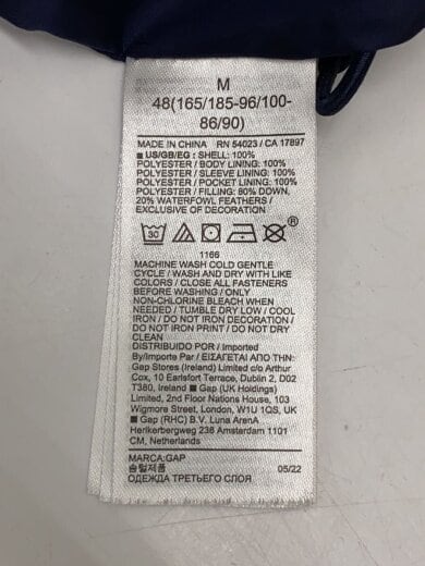 商品画像：ダウンジャケット/ヘビーウェイトGAPロゴダウンジャケット/M/ポリエステル/NVY/無地// 4