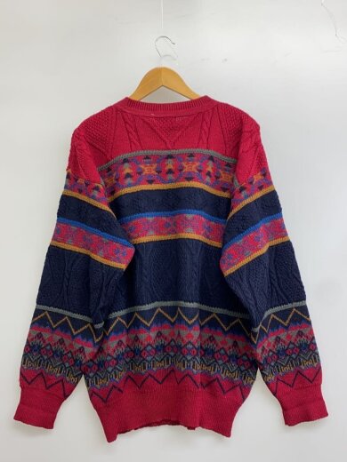 商品画像：ニット・セーター(薄手)/L/ウール/RED/総柄 2