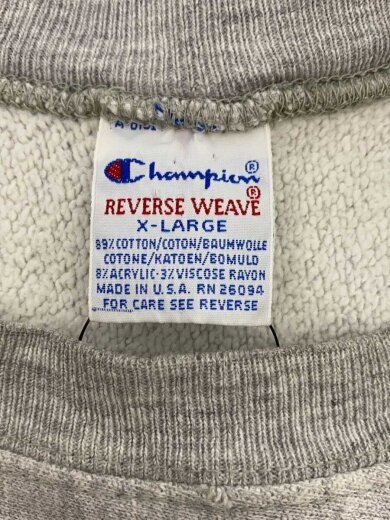 商品画像：90s/スウェット/XL/コットン/GRY/プリント/REVERSE WEAVE/WISCONSIN/4段プリント 3