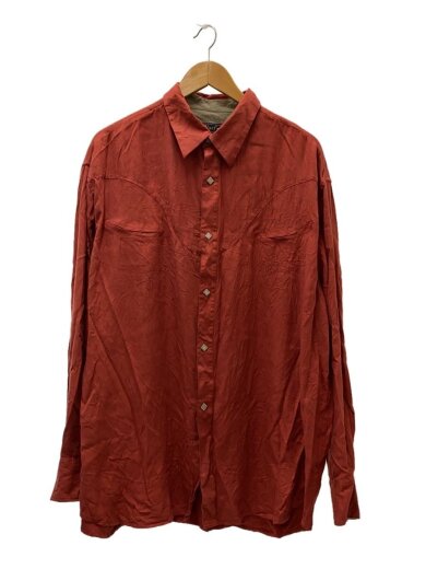 商品画像：長袖シャツ/ウエスタンシャツ/シルクシャツ/XL/シルク/RED/無地 1