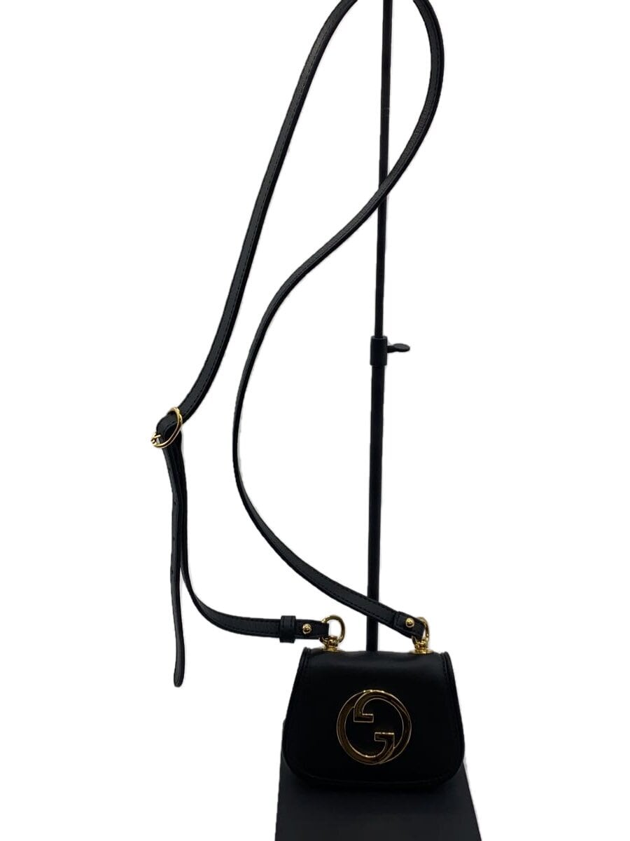 GUCCI / ショルダーバッグ/レザー/BLK/無地/698635//