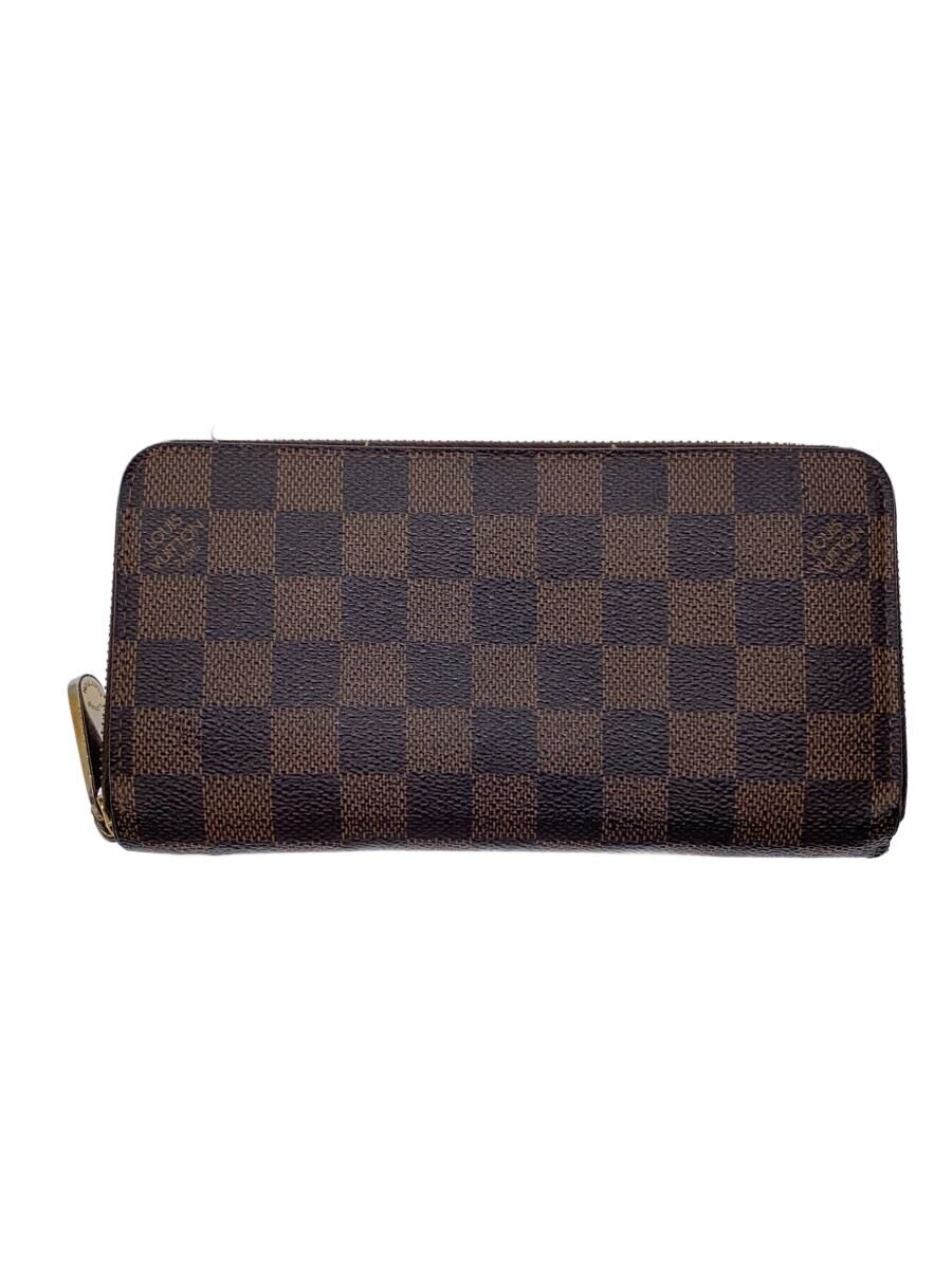 LOUIS VUITTON / 1)ジッピー・ウォレット_ダミエ・エベヌ/PVC/BRW/無地/レディース