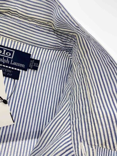 商品画像：長袖シャツ/XL/コットン/BLU/ストライプ 7