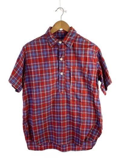 商品画像：半袖シャツ/S/コットン/RED/チェック/WQ-B113 1