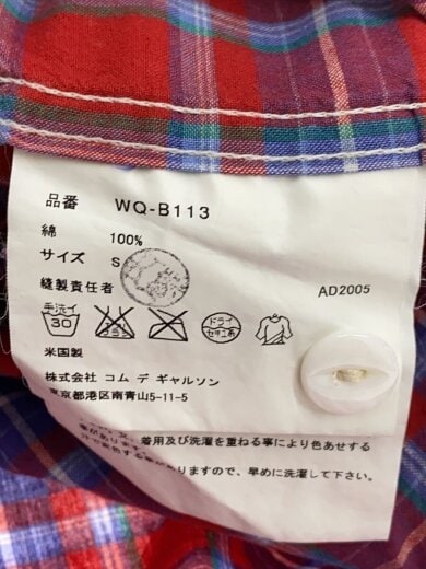 商品画像：半袖シャツ/S/コットン/RED/チェック/WQ-B113 5